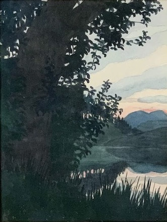 NHAC painting: Aiden Lassell Ripley (1896-1969), Watercolor Landscape, $1,295