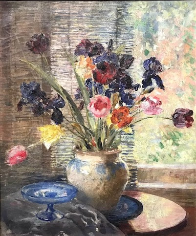 NHAC painting: Arthur Woelfle (1873-1936), Still Life with Flowers, 1925, $9,800