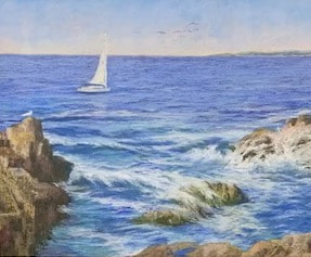 NHAC painting: Robert Collier (20th c), Sea Shore, Ogunquit, Maine, $795
