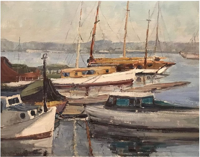 NHAC painting: Mary Suehanna Darter Coleman (1893-1956), Harbor View with Boats, $2,800